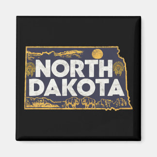 Retro North Dakota Silhouet Magneet