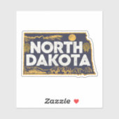 Retro North Dakota State Car Sticker (Vel)
