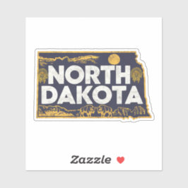 Retro North Dakota State Car Sticker