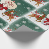 Retro North Pole Reindeer Kerstmis Cadeaupapier (Hoek)