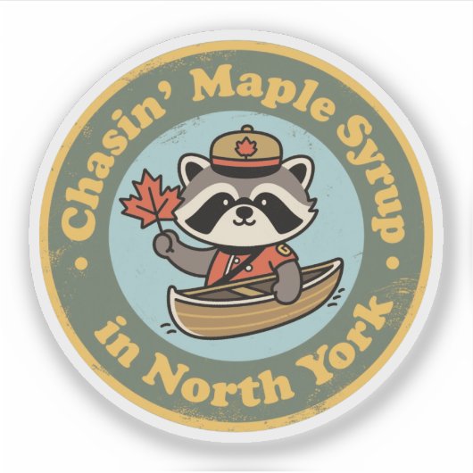 Retro North York Raccoon kano Sticker (Voorkant)