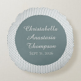 Retro Nostalgic Green Polka Dot Birth Stats Rond Kussen