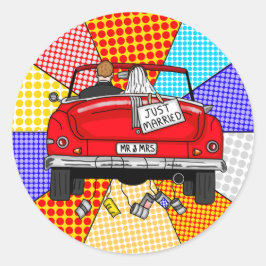 Retro Nostalgic Mr & Mrs. | Alleen getrouwd Ronde Sticker