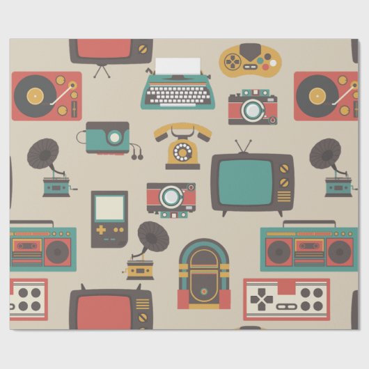  retro nostalgie jukebox fonograaf cadeaupapier (Vlak)