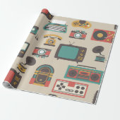  retro nostalgie jukebox fonograaf cadeaupapier (Uitgerold)