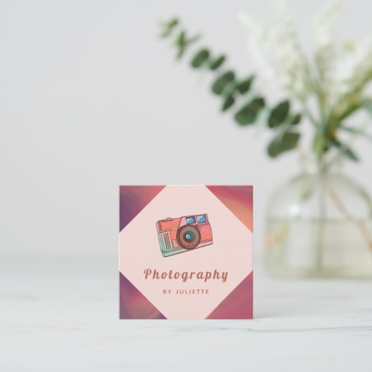Retro Nostalgische camera Fotograaf  Sunset Vierkante Visitekaartje (Staand voorkant)