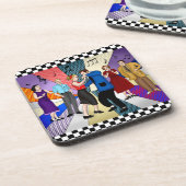 Retro Nostalgische Couple Dancing uit 1950 Bier Onderzetter (Linkerzijde)