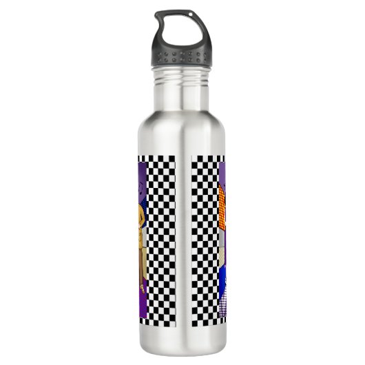 Retro Nostalgische Couple Dancing uit 1950 Waterfles (Achterkant)