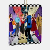 Retro Nostalgische couple Dansende Kerstmis uit 19 Keramisch Ornament (Rechts)