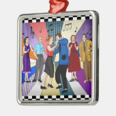 Retro Nostalgische couple Dansende Kerstmis uit 19 Metalen Ornament (Links)