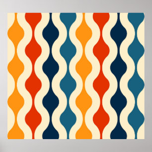 Retro nostalgische, kleurrijke, naadloze achtergro poster