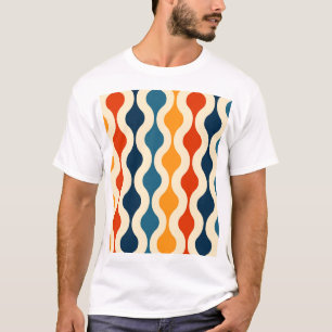 Retro nostalgische, kleurrijke, naadloze achtergro t-shirt