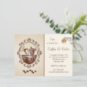 Retro nostalgische koffiezetapparaat & cup party I Kaart (Staand voorkant)