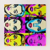 Retro Nostalgische Pop Kunst Vrouw: Levendig & Kle Legpuzzel (Horizontaal)