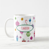 Retro Nostaltische Kerstversieringen Gepersonalise Koffiemok (Links)