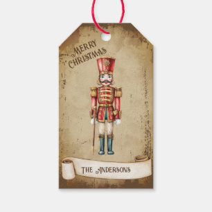 Retro Notenkraker Custom Merry Christmas Cadeaulabel
