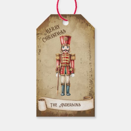 Retro  Notenkraker Custom Merry Christmas Cadeaulabel (Voorkant)