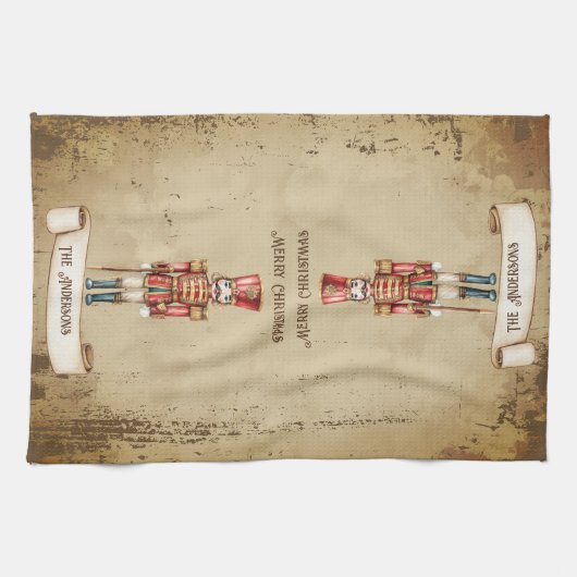Retro Notenkraker Custom Merry Christmas Theedoek (Horizontaal)