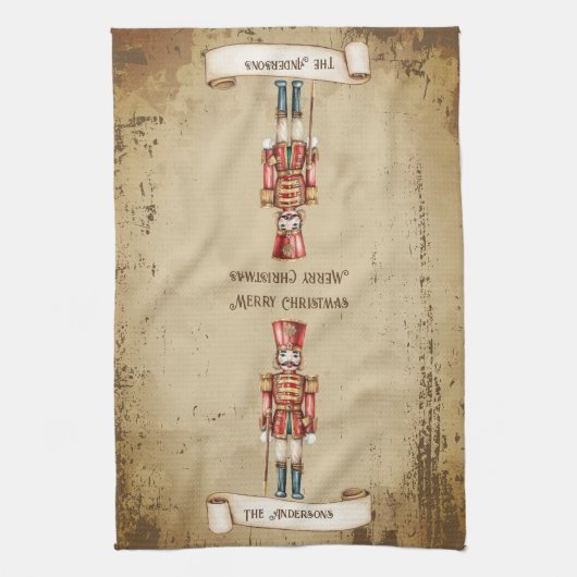 Retro  Notenkraker Custom Merry Christmas Theedoek (Verticaal)