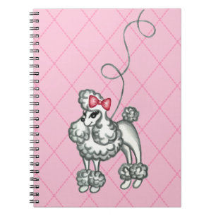 Retro Notitieboek Franse roze poodle School class