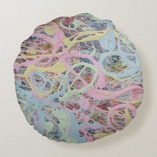 Retro Nouveau art Deco geïnspireerd pastel abstrac Rond Kussen (Achterkant)