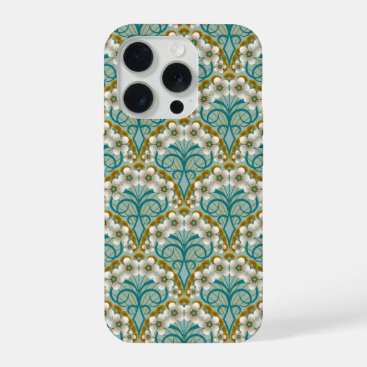 Retro Nouveau - Natures Curves and Timeless Blooms iPhone Hoesje (Achterkant)