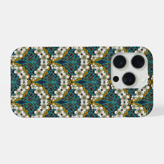 Retro Nouveau - Natures Curves and Timeless Blooms iPhone Hoesje (Achterkant horizontaal)