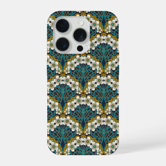 Retro Nouveau - Natures Curves and Timeless Blooms iPhone Hoesje (Achterkant)