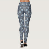 Retro Nouveau Tulips in blue and pewter Leggings (Achterkant)
