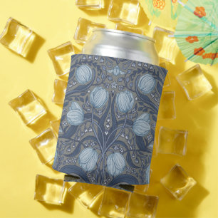 Retro Nouveau tulpen in blauw en tin Blikjeskoeler