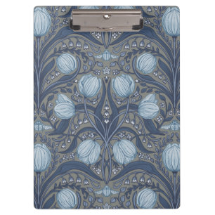 Retro Nouveau tulpen in blauw en tin Klembord