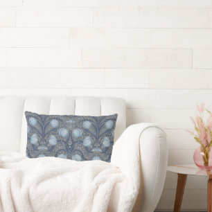 Retro Nouveau tulpen in blauw en tin Kussen