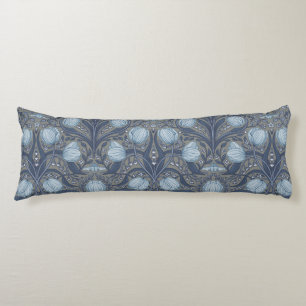 Retro Nouveau tulpen in blauw en tin Lichaamskussen