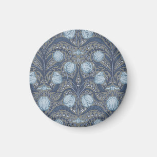 Retro Nouveau tulpen in blauw en tin Magneet