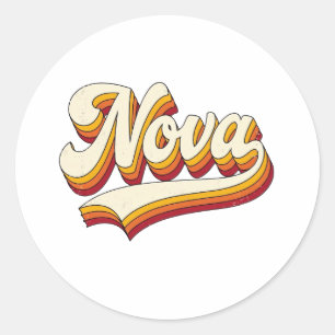 Retro Nova Naam 70s Vintage Design Ronde Sticker