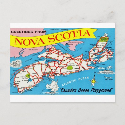 Retro Nova Scotia Ansichtkaart Briefkaart (Voorkant)