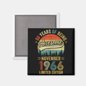 Retro november 1966 60 Jaar Design Magneet (Voorkant / Achterkant)