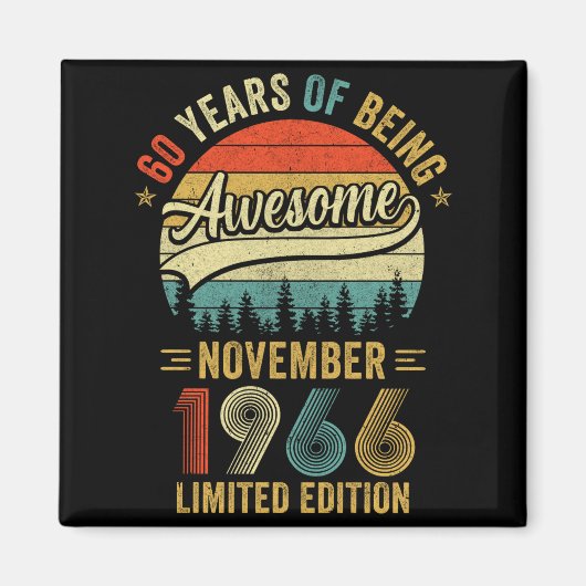 Retro november 1966 60 Jaar Design Magneet (Voorkant)