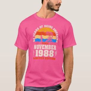 Retro November 1988 34 Jaar Oud Gevist 34e Geboort T-shirt