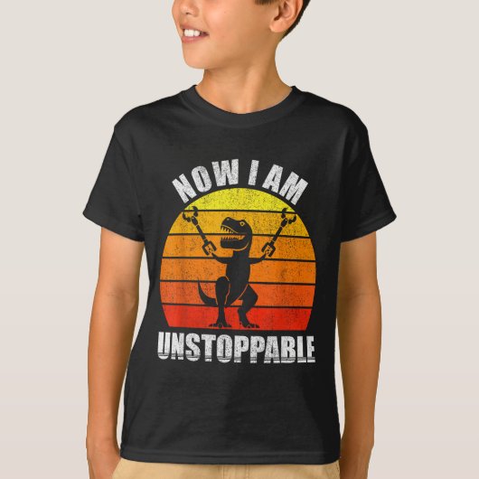 Retro Now I Am Unstoppable Shirt Funny T-rex Vinta (Voorkant)