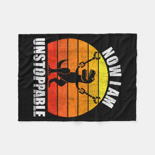 Retro Now I Am Unstoppable Shirt Funny T-rex Vinta Fleece Deken (Voorkant (Horizontaal))