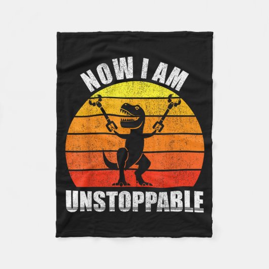 Retro Now I Am Unstoppable Shirt Funny T-rex Vinta Fleece Deken (Voorkant)