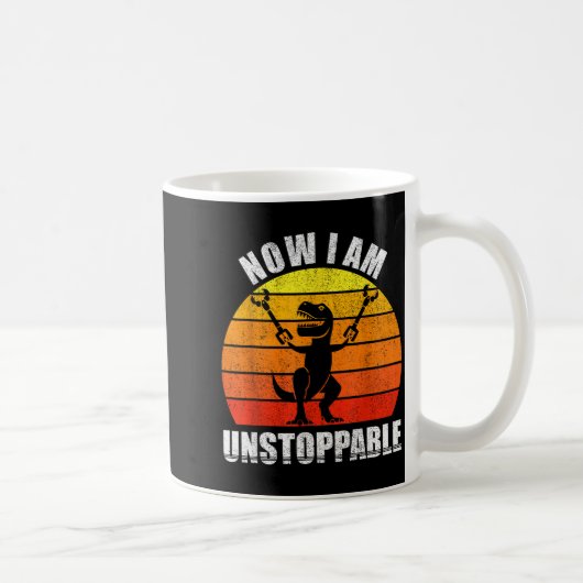 Retro Now I Am Unstoppable Shirt Funny T-rex Vinta Koffiemok (Rechts)