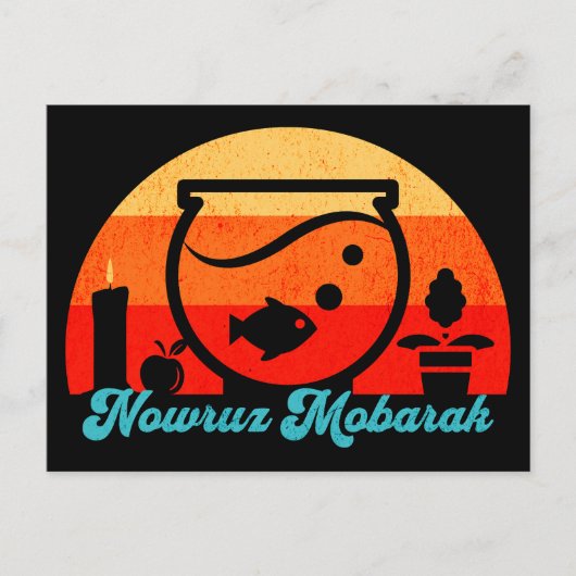 Retro Nowruz Mobarak Goudvis Briefkaart (Voorkant)