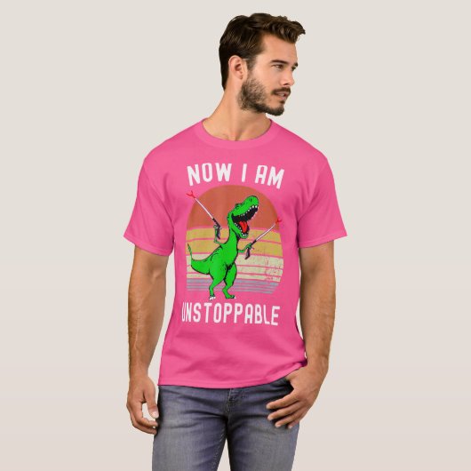 Retro  Nu ben ik niet te stoppen Trex Rex T-shirt (Voorkant volledig)