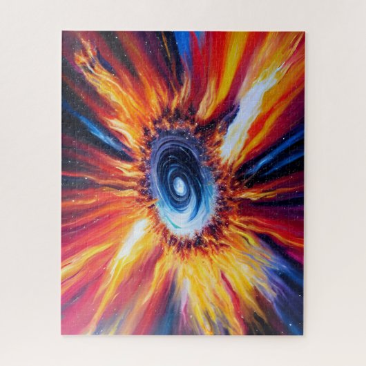 Retro nu rood blauw en oranje storm uitbarsting legpuzzel (Verticaal)