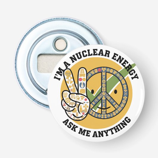 Retro Nucleaire Energie ontwerp vector art gift Button Flesopener (Voorkant)