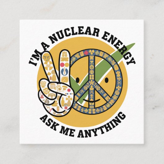 Retro Nucleaire Energie ontwerp vector art gift Vierkante Visitekaartje (Voorkant)
