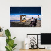 Retro Nuclear Family Poster: Mid-Century Space Art Poster (Thuiskantoor)