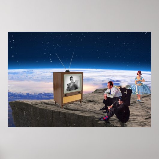 Retro Nuclear Family Poster: Mid-Century Space Art Poster (Voorkant)